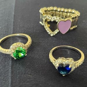 Lot of 3 costume jeweled rings